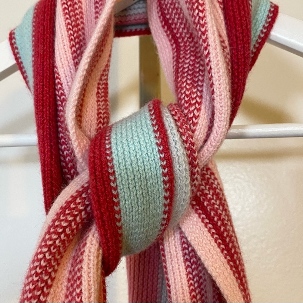 Drakes Red, Pink, and Green Striped Scarf
